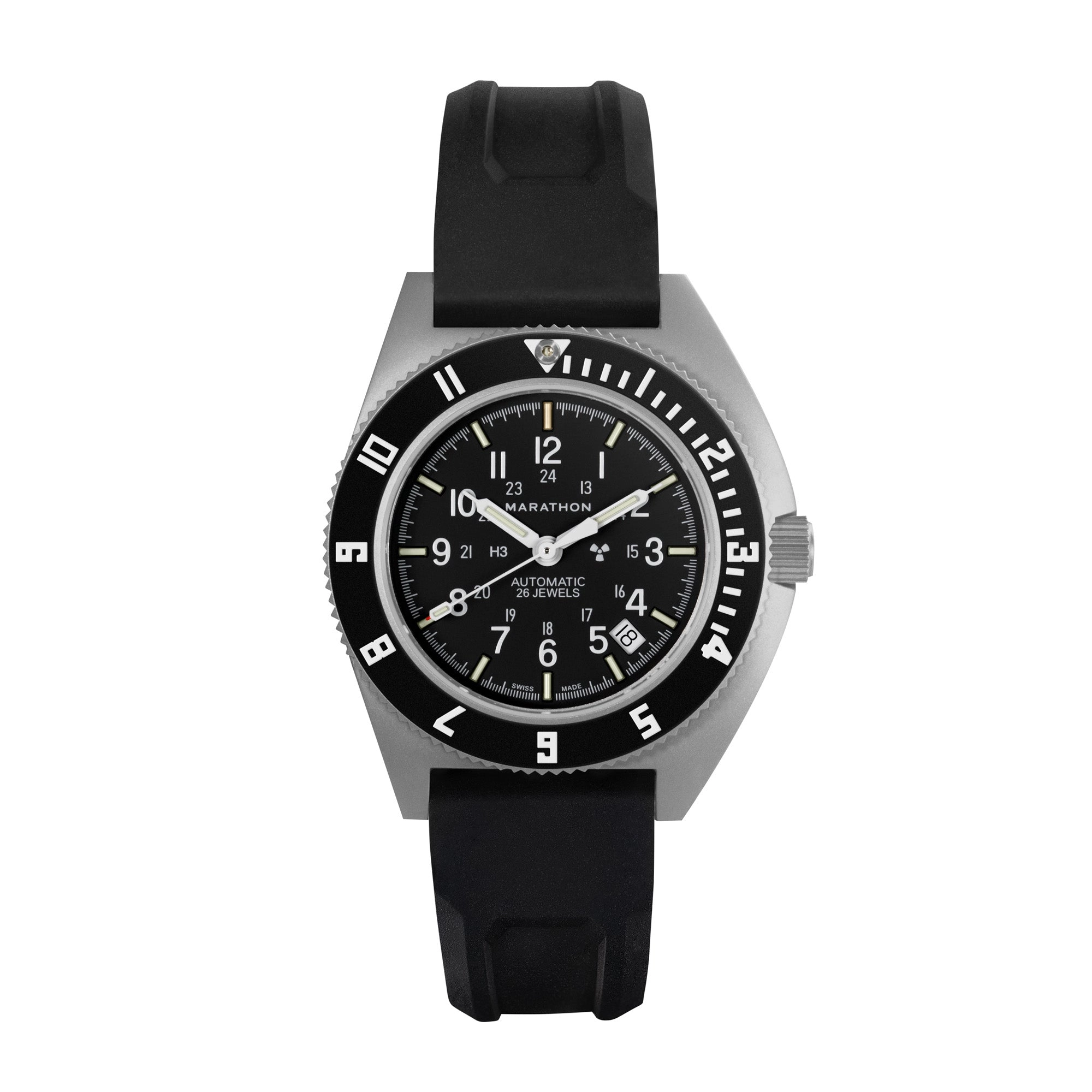 41mm Steel Navigator w/ Date Automatic (SSNAV-D AUTO) on Black 3-Piece Rubber Strap Kit