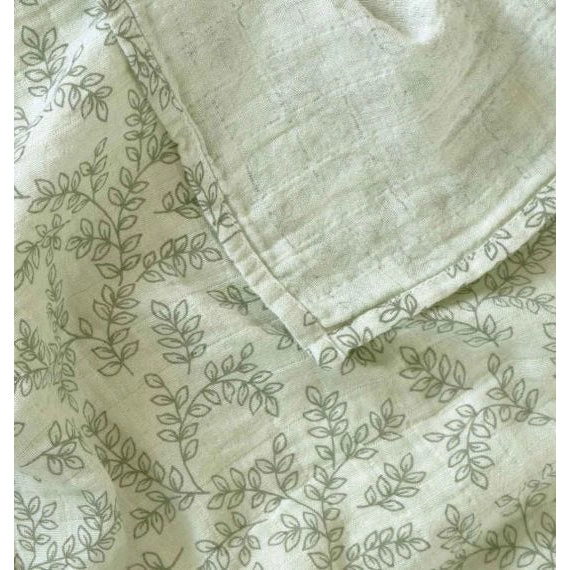 A Little Lovely Company Muslin Cloth XL: Leaves - Sage