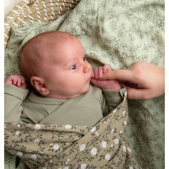 A Little Lovely Company Muslin Cloth XL: Leaves - Sage