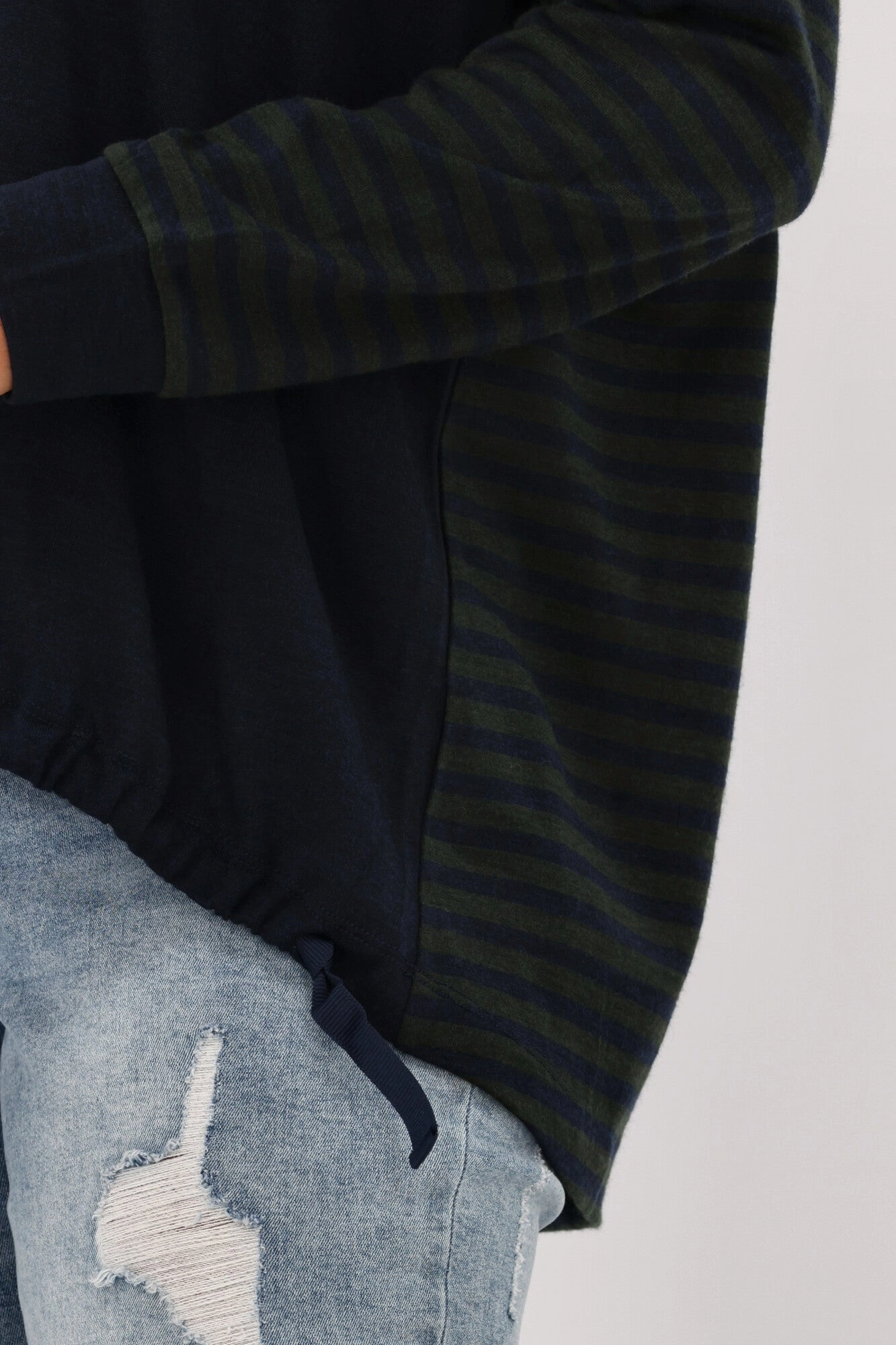 Alpine by Shine On Nola Striped Hilo Top with Print Ink Olive