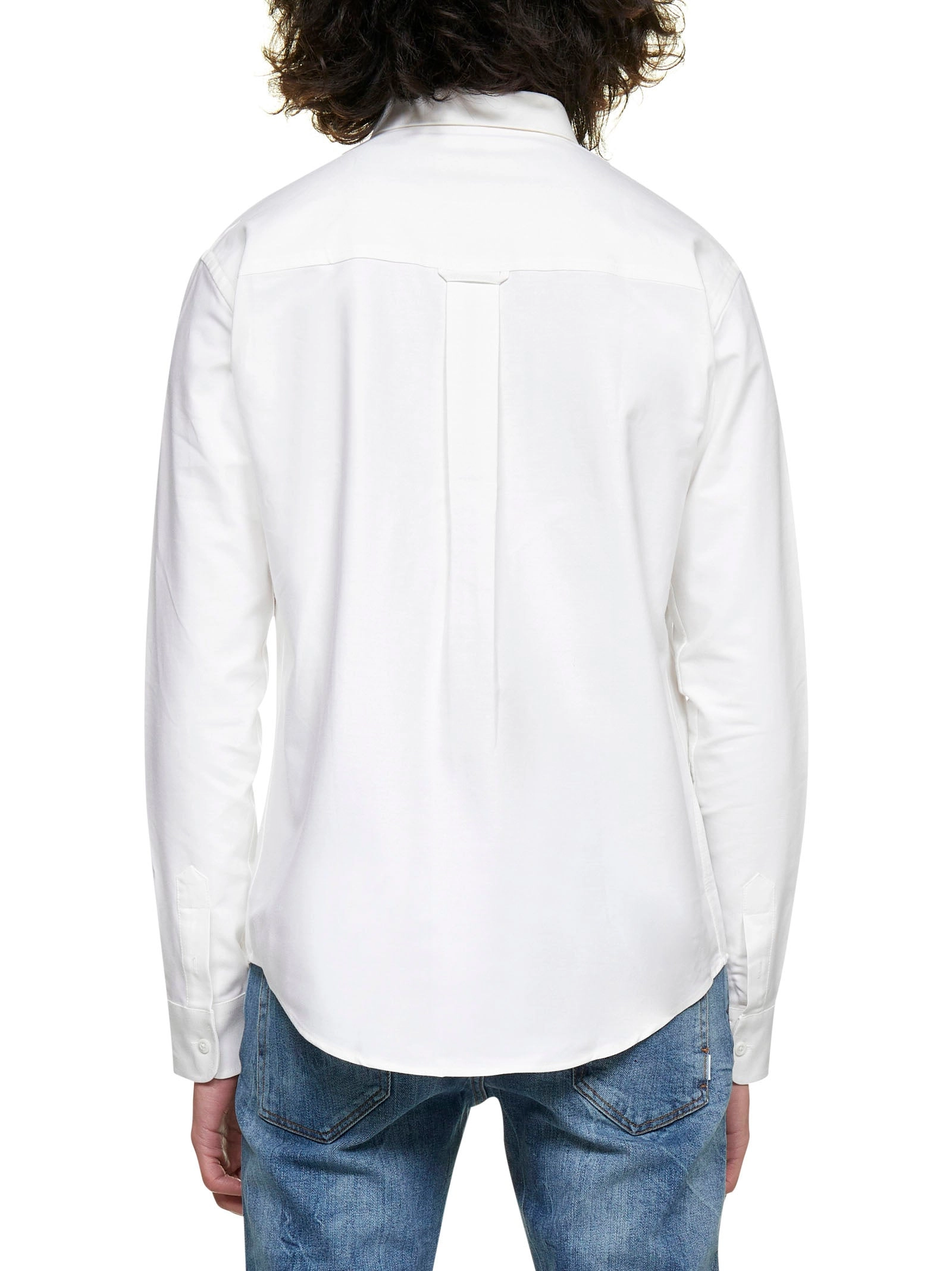 AMI Heart Embroidered Curved Hem Shirt