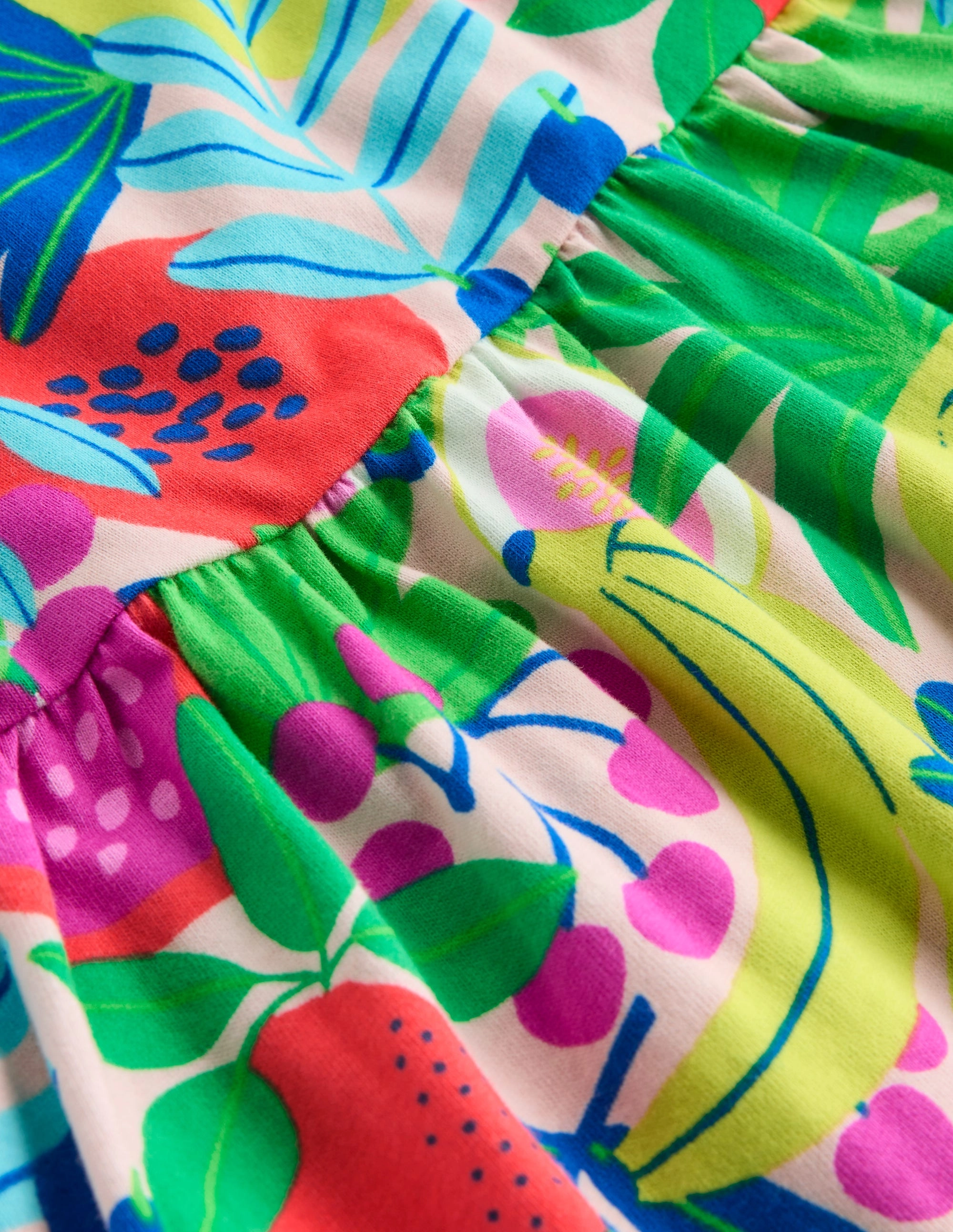 Ariel Twirly Jersey Dress-Multi Tropical Fruit