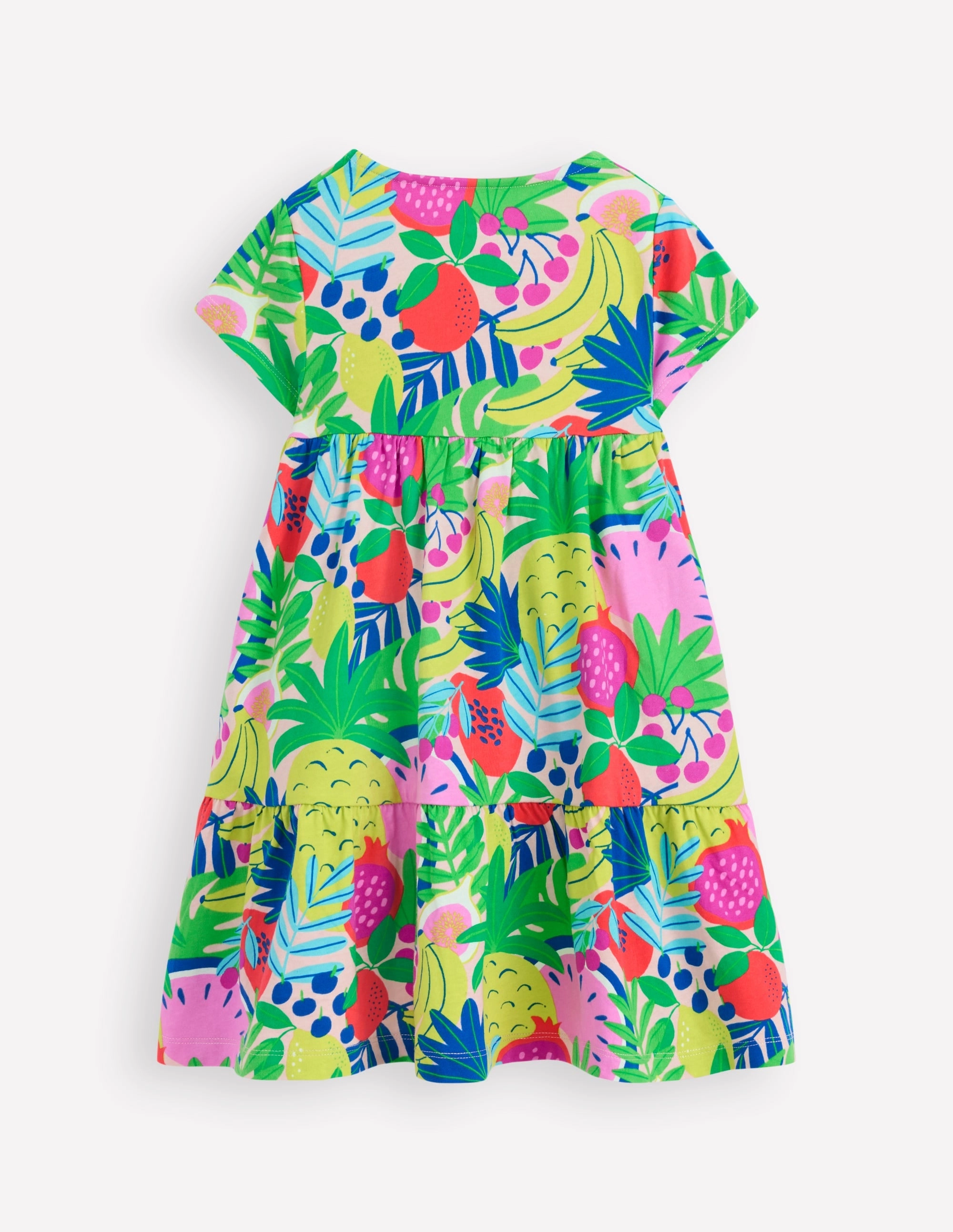 Ariel Twirly Jersey Dress-Multi Tropical Fruit