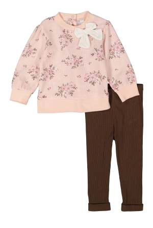 Baby Girls 12-24M Bow Detail Floral Print Top and Leggings