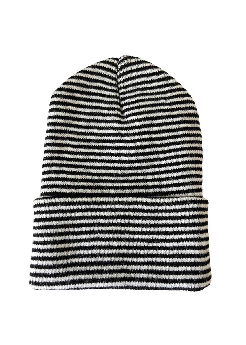 Baby's First Hat - Black/White Stripe
