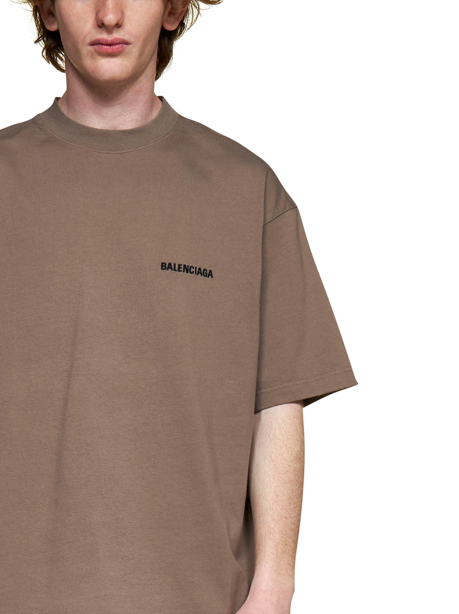 Balenciaga Logo Embroidered Crewneck T-Shirt