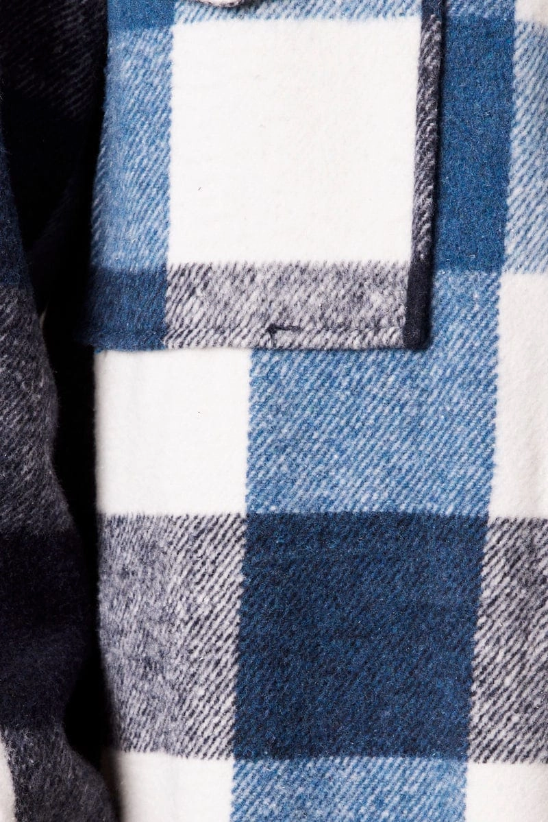 Blue Check Long Shacket