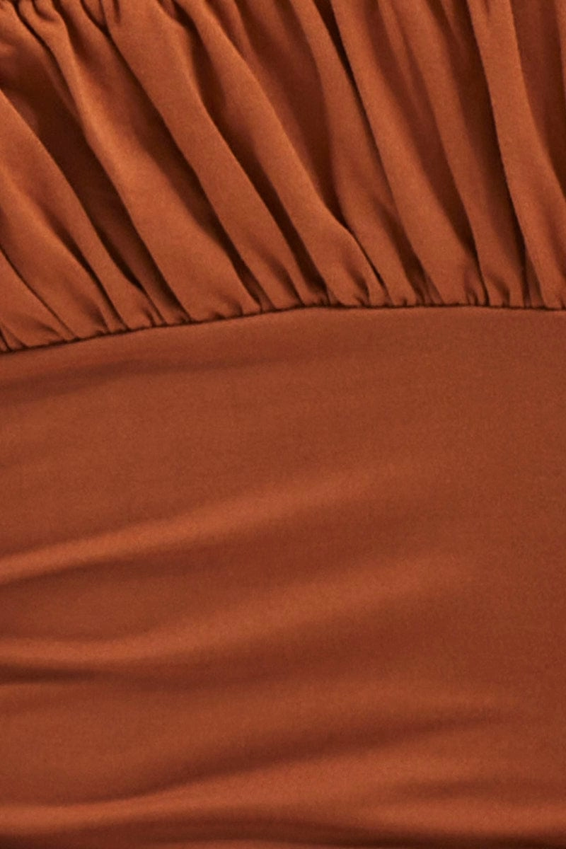 Brown Bodice Top Long Sleeve
