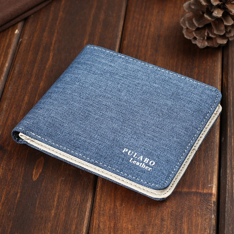 Canvas Wallet Men Short Ultra-thin Zipper Wallet student Card Wallet