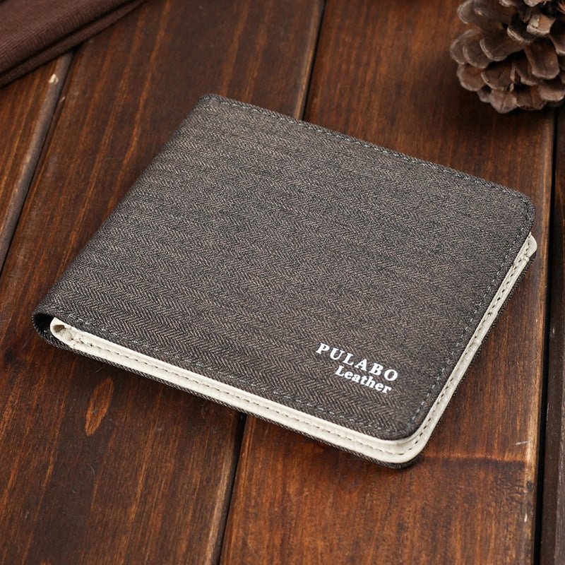 Canvas Wallet Men Short Ultra-thin Zipper Wallet student Card Wallet
