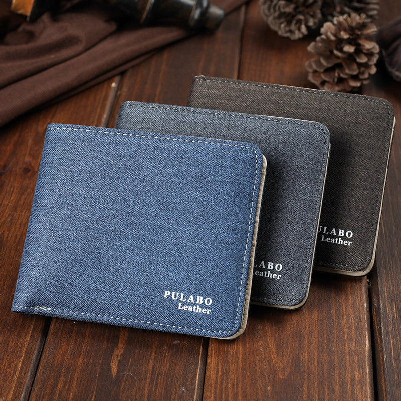 Canvas Wallet Men Short Ultra-thin Zipper Wallet student Card Wallet