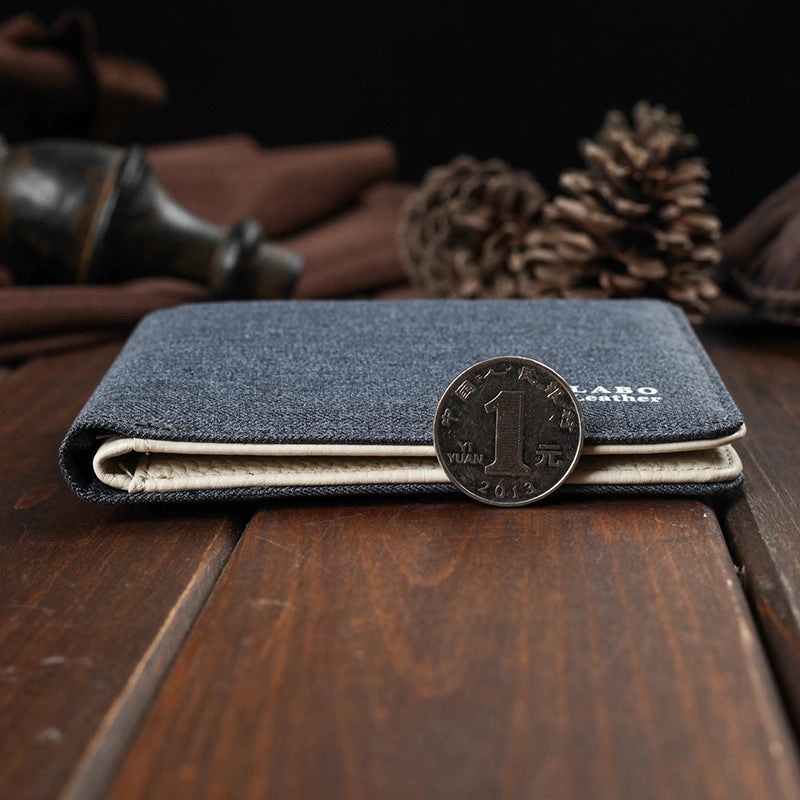 Canvas Wallet Men Short Ultra-thin Zipper Wallet student Card Wallet