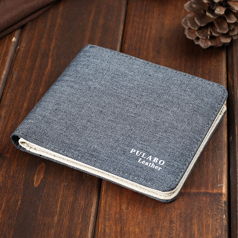 Canvas Wallet Men Short Ultra-thin Zipper Wallet student Card Wallet