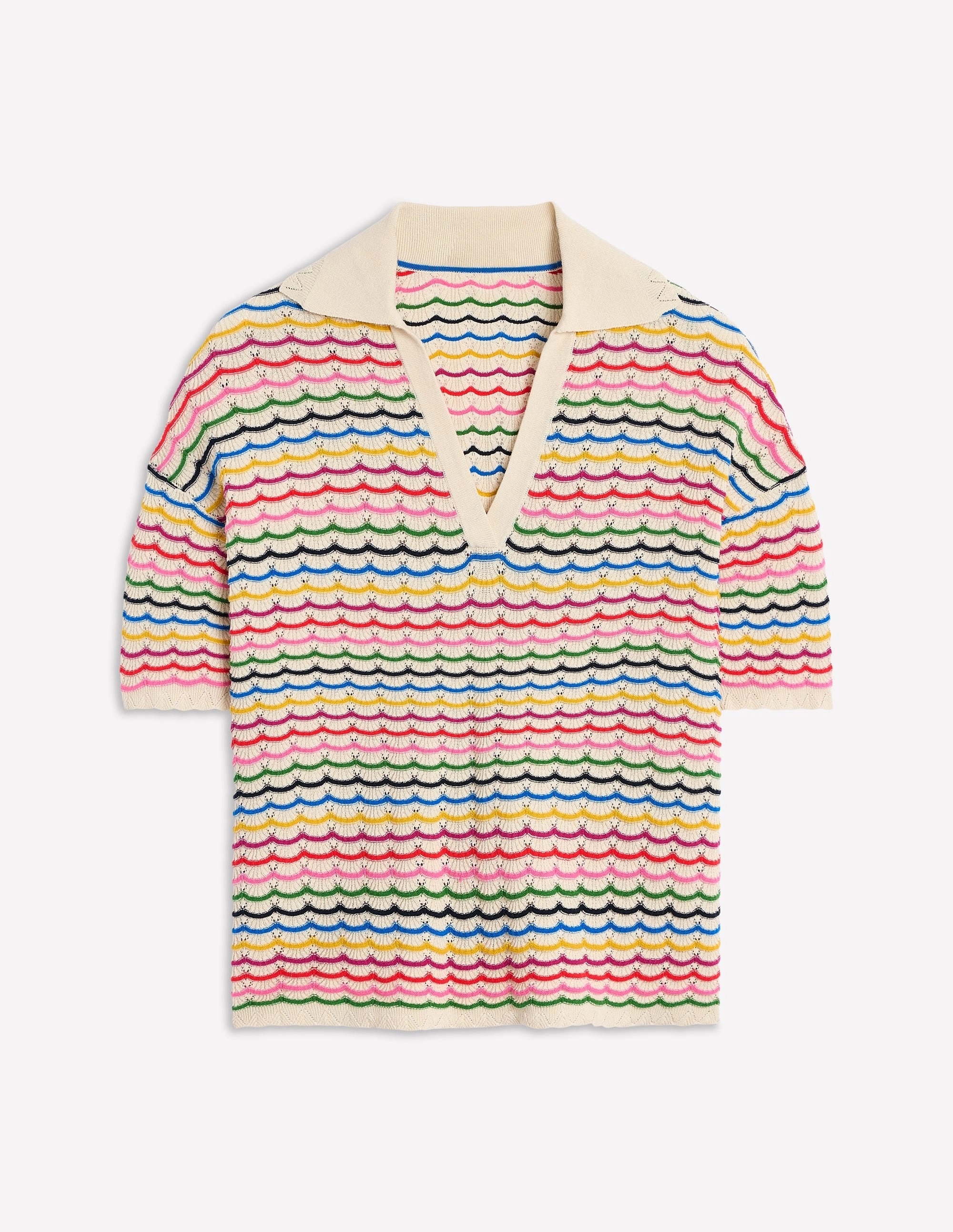 Collared Henley Jumper-Multi. Rainbow