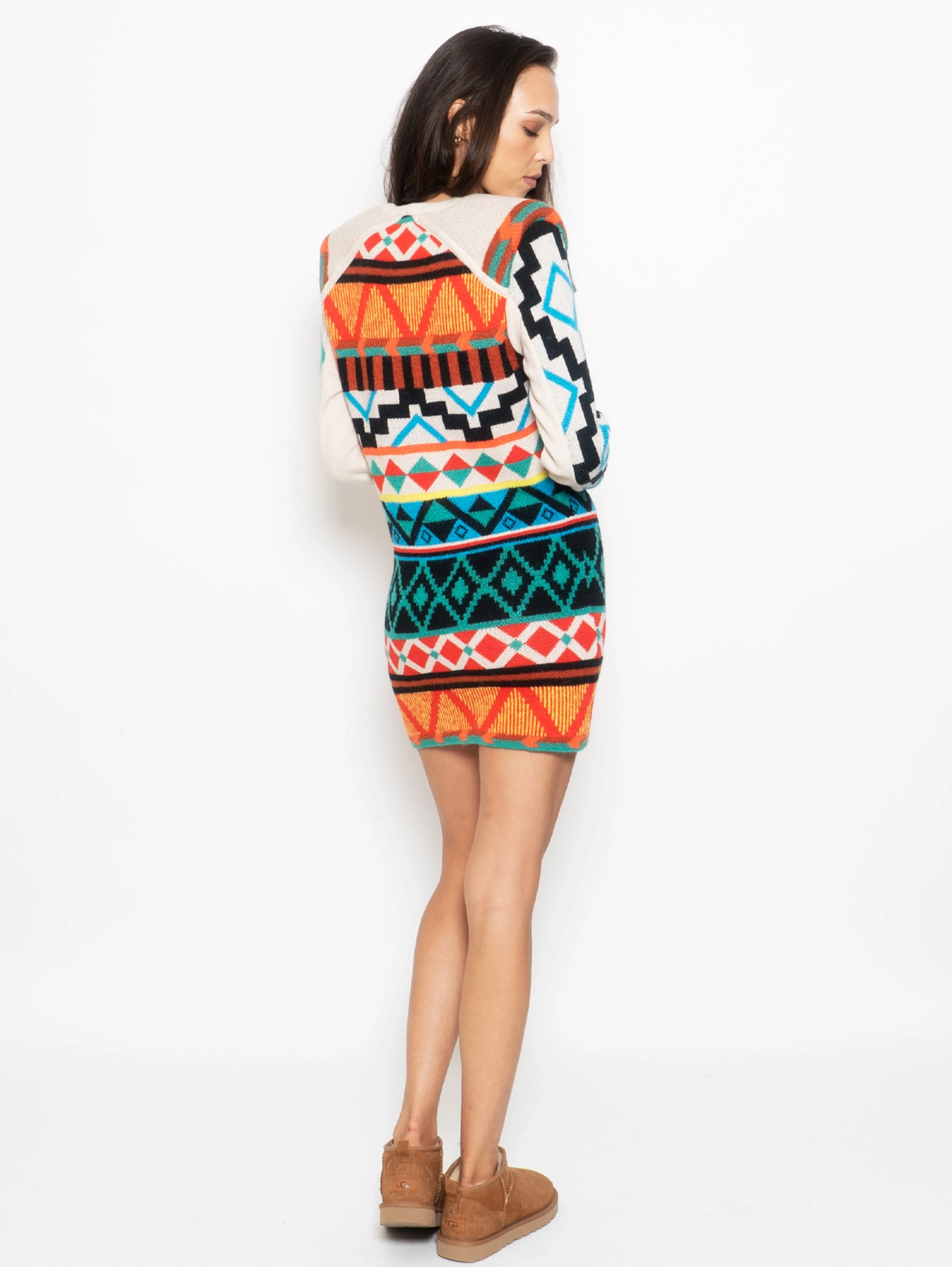 Cream Geometric Pattern Dress
