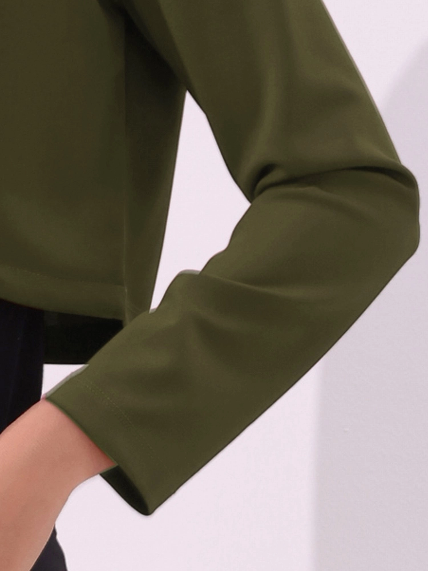 Curved Hem Long Sleeves Open Front Cropped Jacket Bolero Shrug