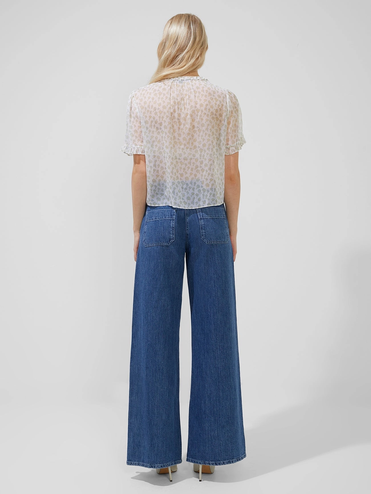 Doria Crinkle Ruffle Front Top