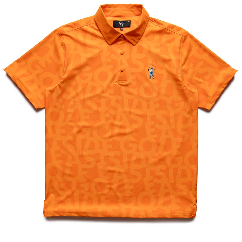 Eastside Golf Snap Placket Polo - Cantaloupe Shuffle Print