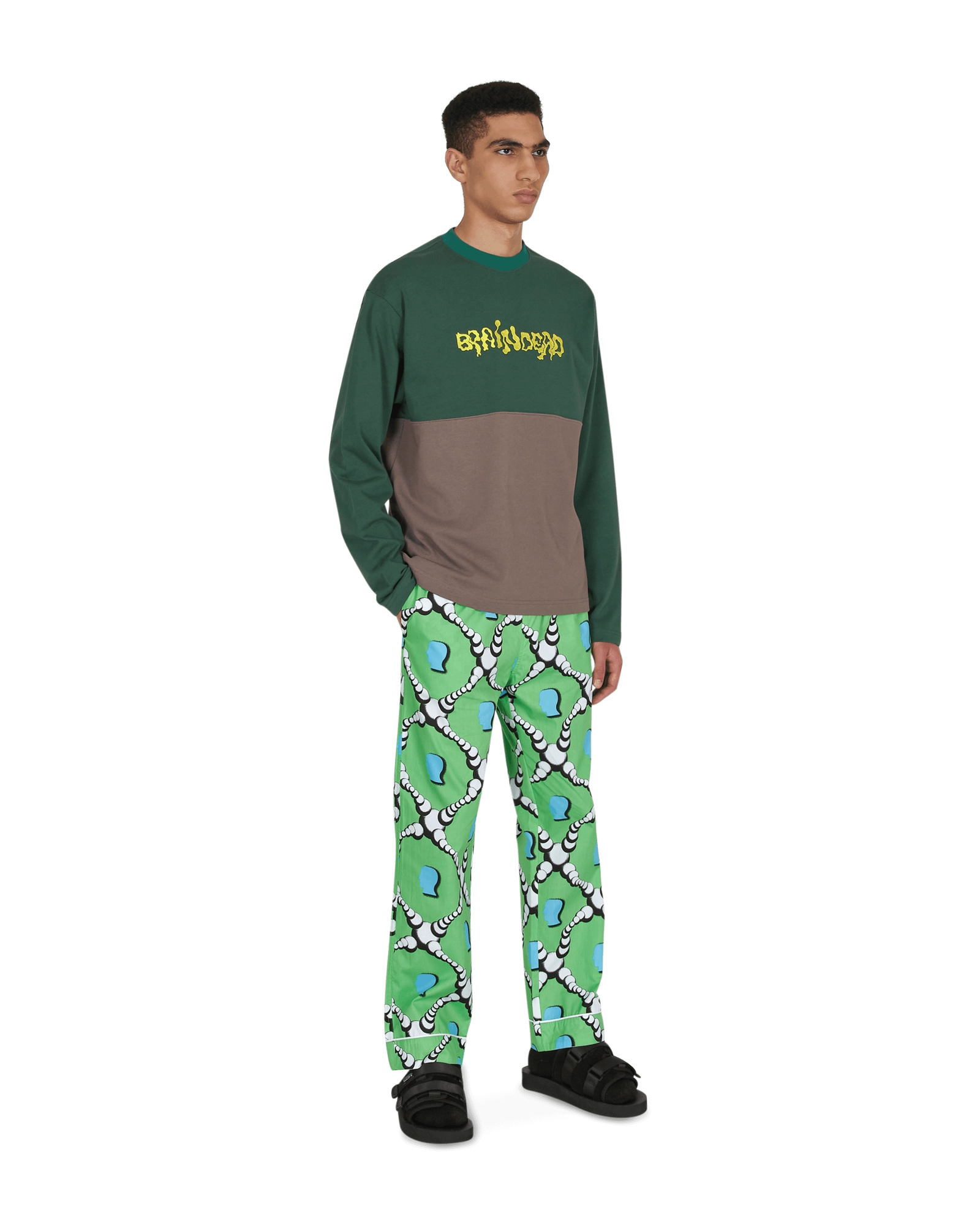 Embroidered Football Longsleeve T-Shirt Green