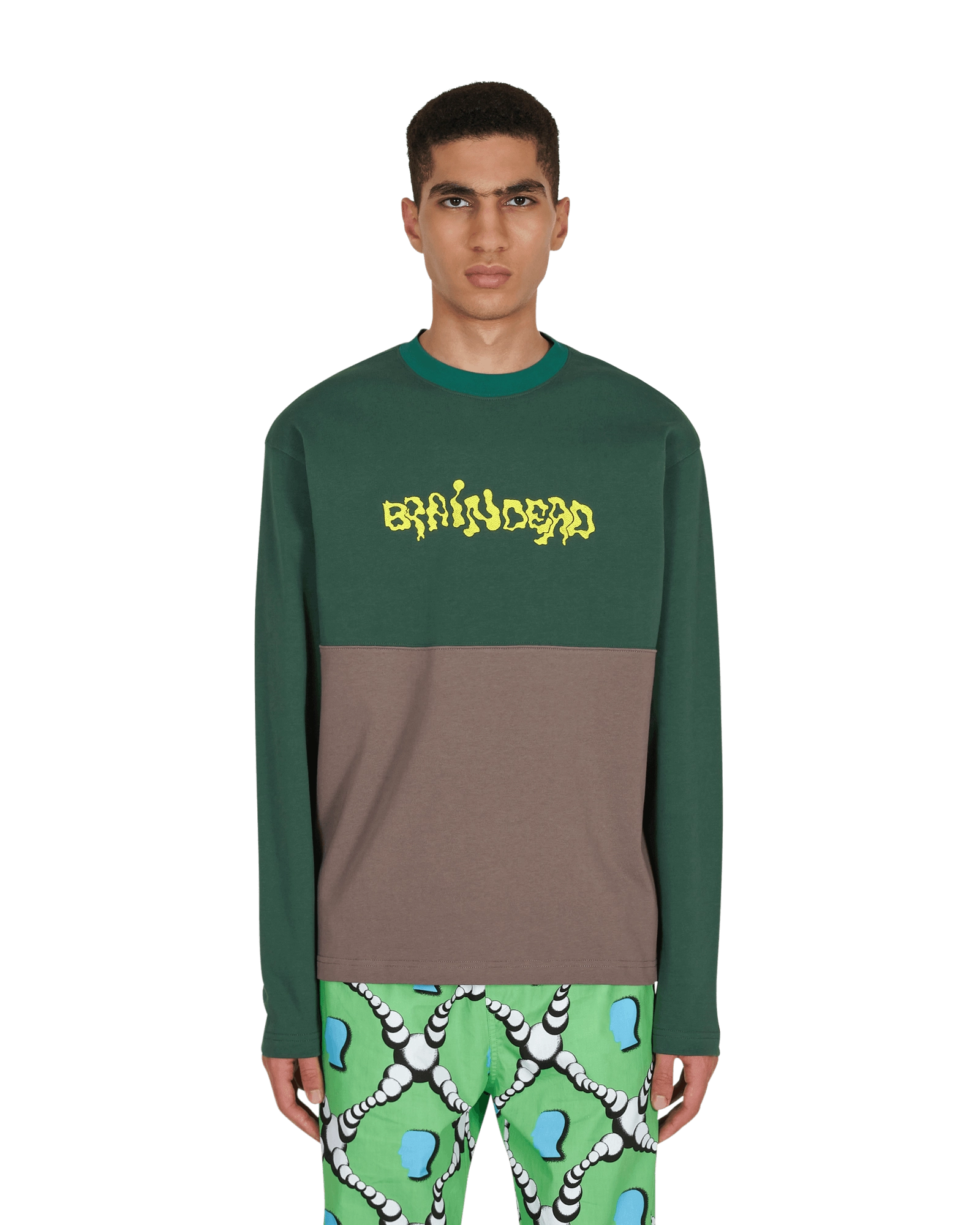 Embroidered Football Longsleeve T-Shirt Green