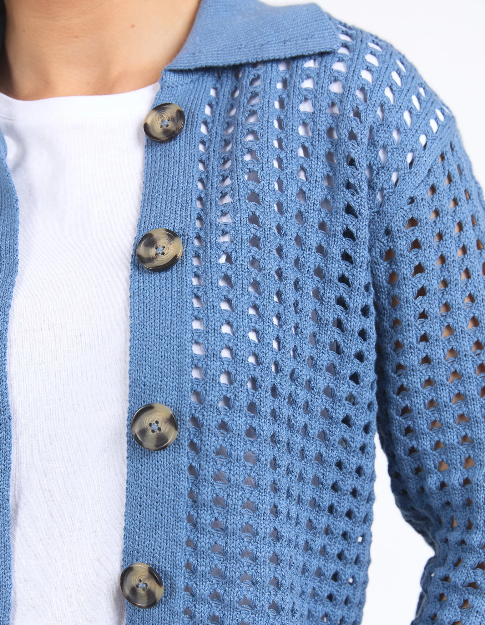 Foxwood Clover Knit Cardi Coronet Blue
