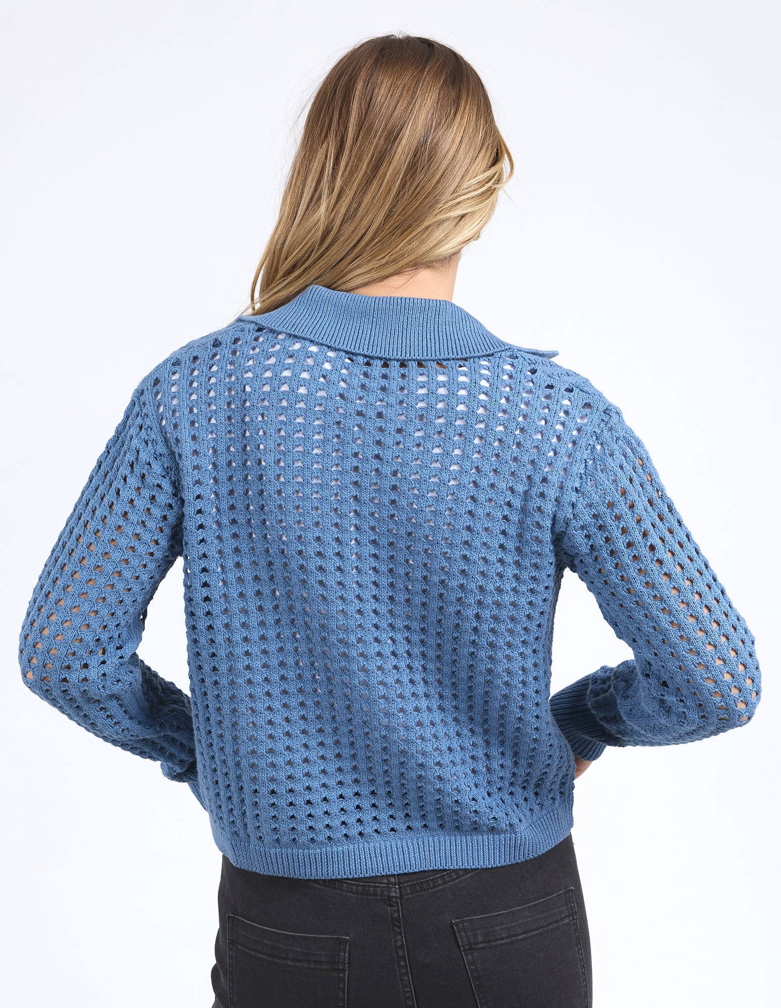 Foxwood Clover Knit Cardi Coronet Blue