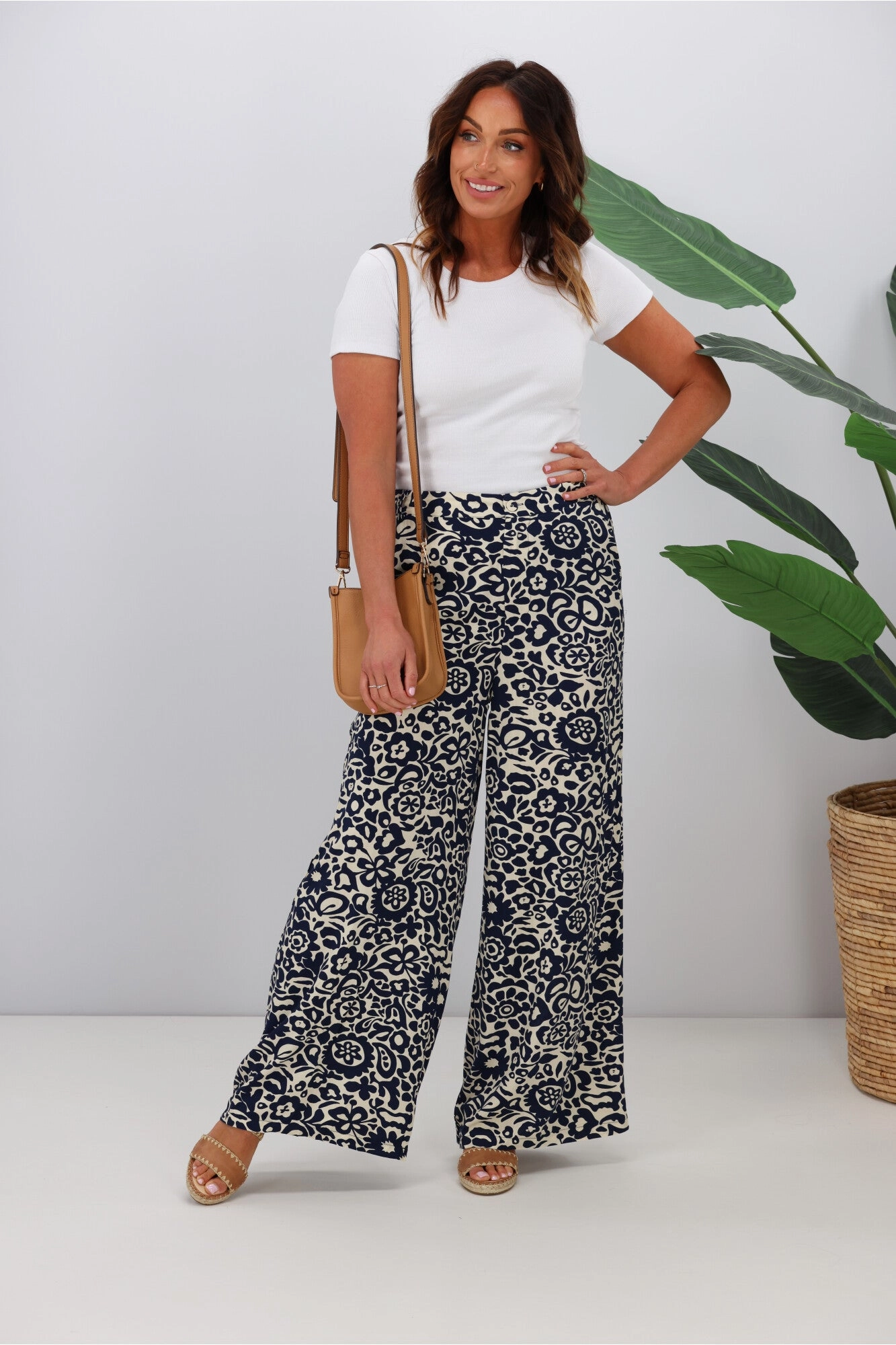 Fria Leigh Wide Leg Pant Monochrome Print
