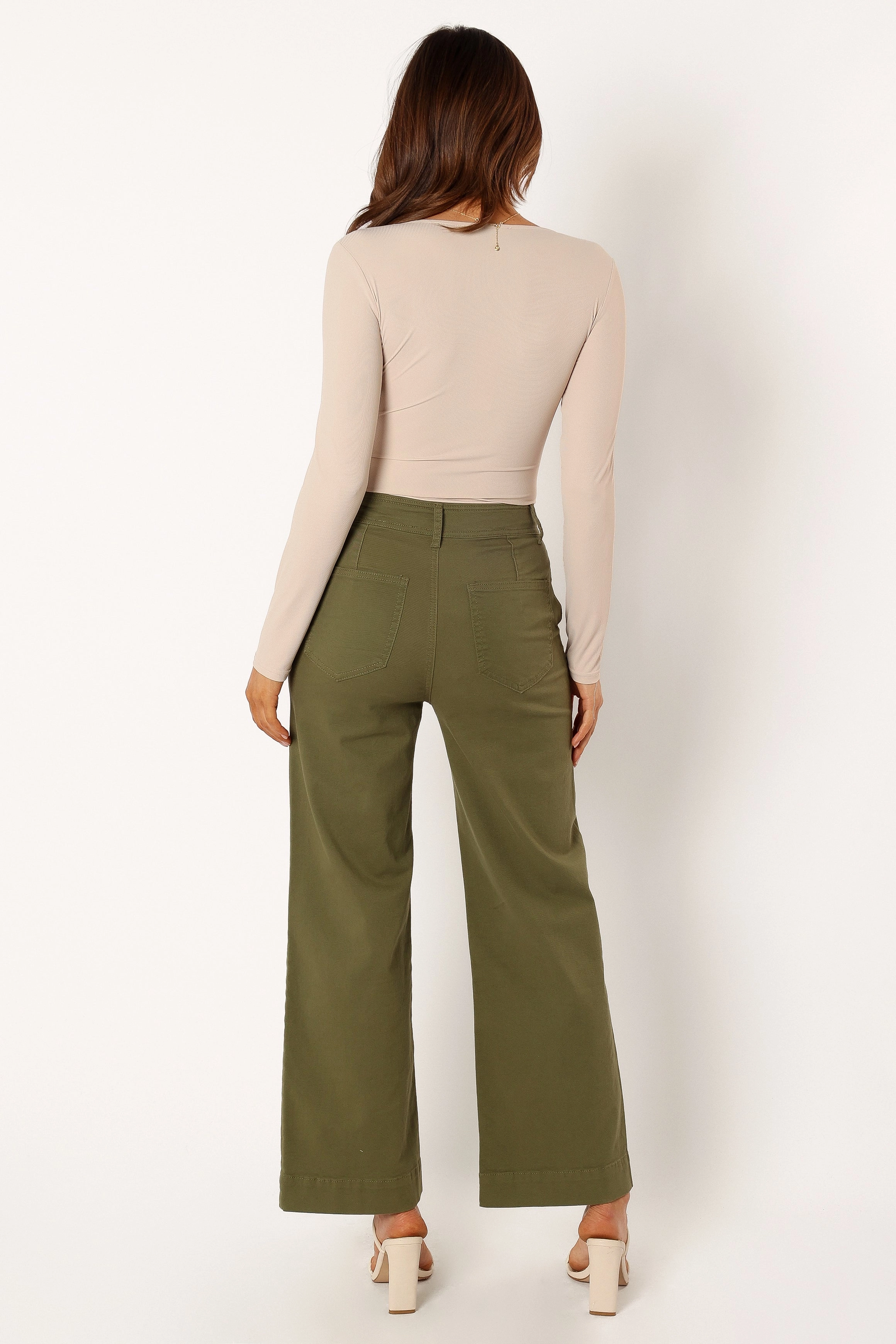 Georgia Wide Leg Pant - Dark Olive