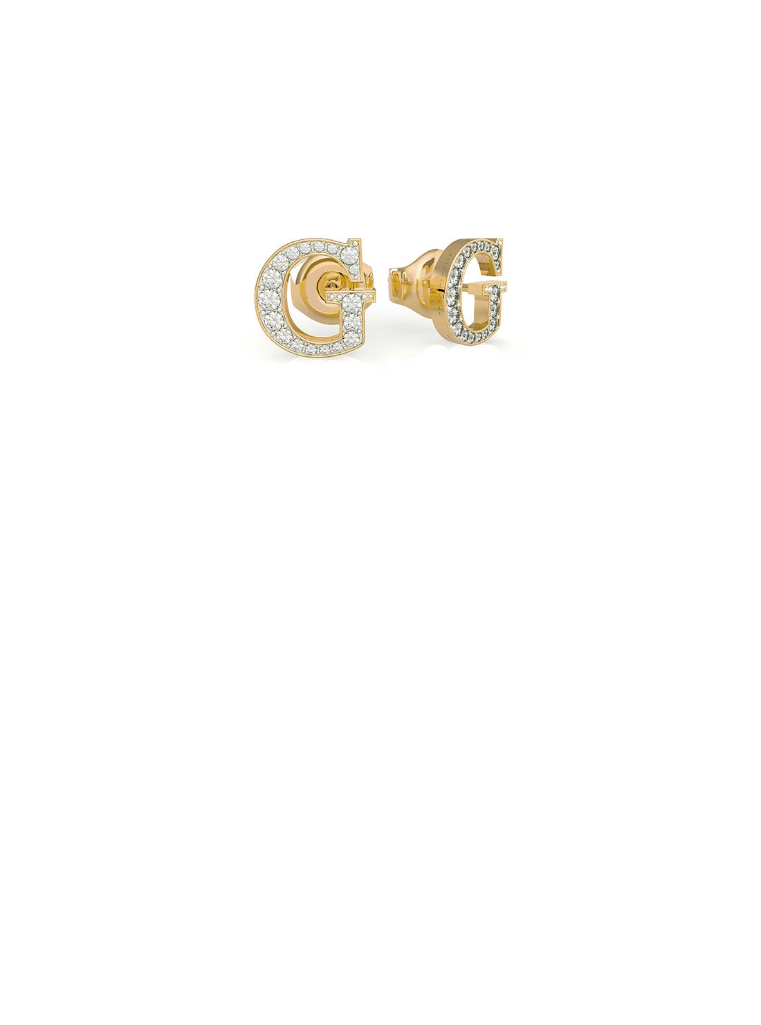Gold Party Pave Logo Stud Earrings
