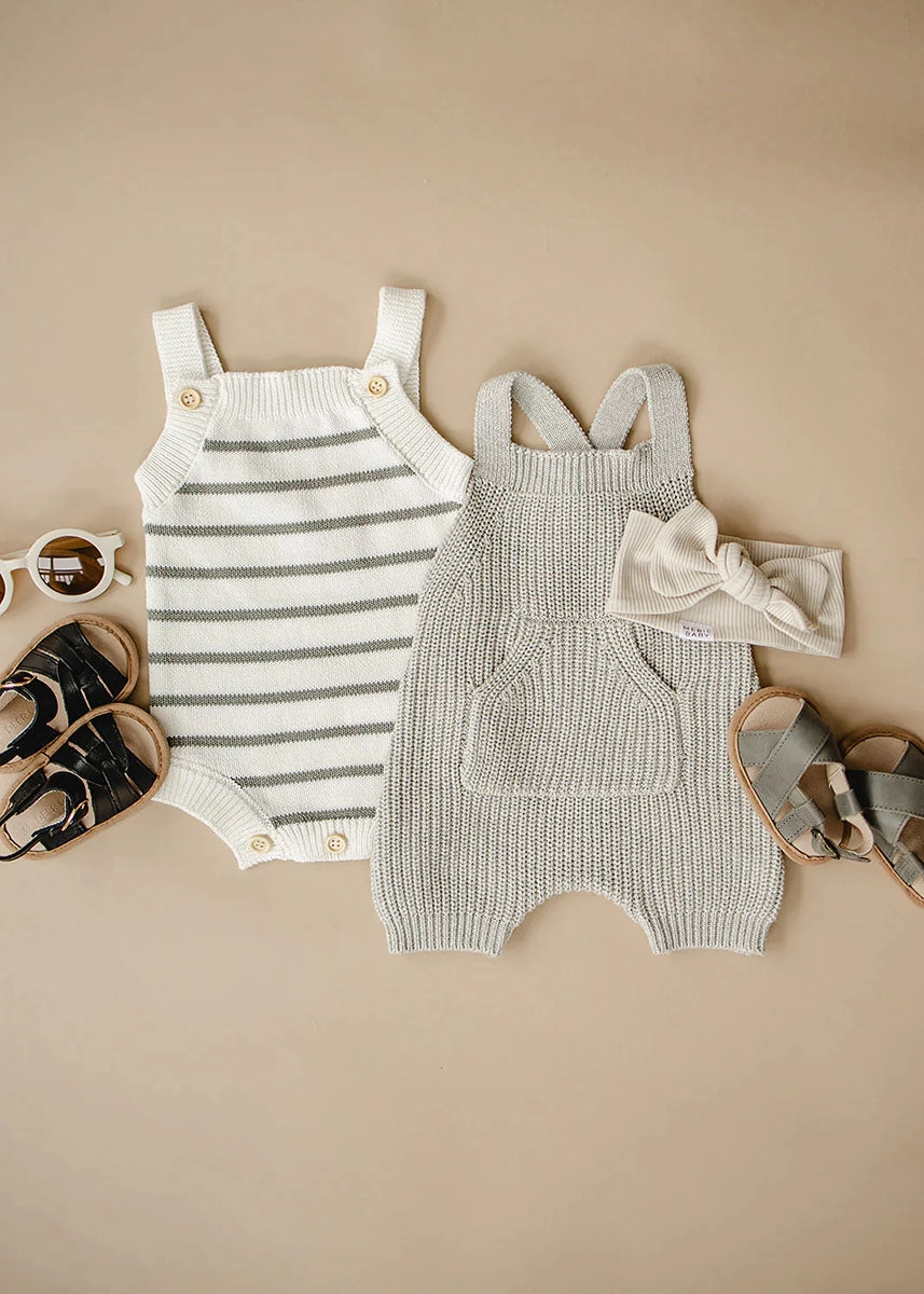 Heather Grey Pocket Knit Overalls