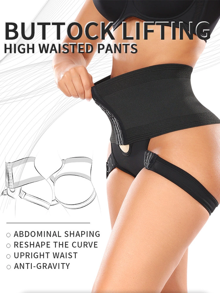 High-Waist Tummy Control Butt Lifting Shapewear Briefs with Adjustable Hip Bands