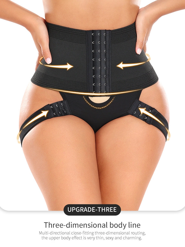 High-Waist Tummy Control Butt Lifting Shapewear Briefs with Adjustable Hip Bands