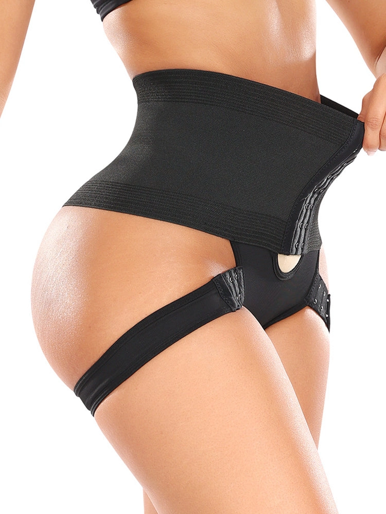 High-Waist Tummy Control Butt Lifting Shapewear Briefs with Adjustable Hip Bands
