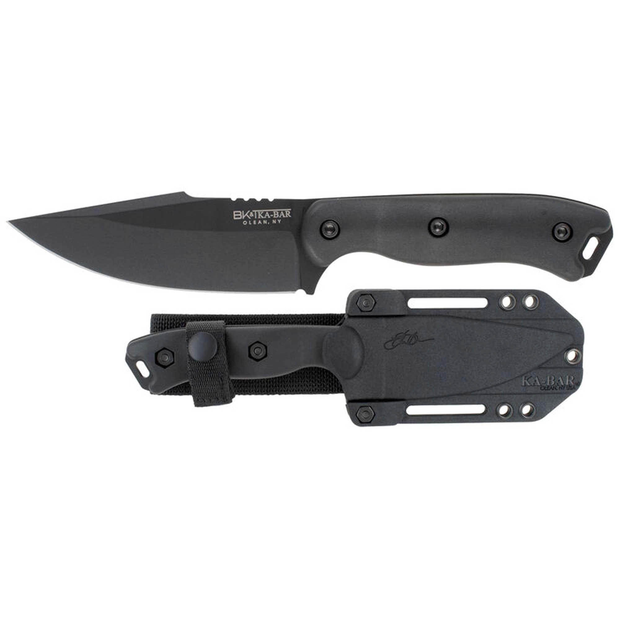 Ka-Bar Fixed Knife - Becker Black Short Harpoon Point Blade Zytel Handle | KB0018BK
