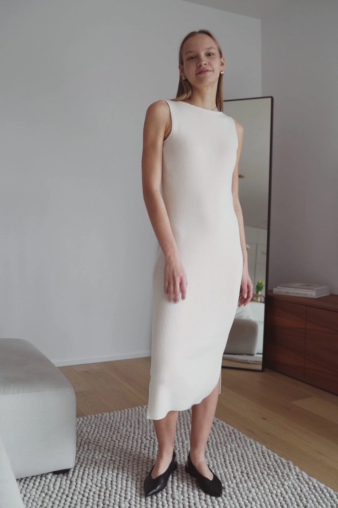 Knitted Organic Cotton Boat Neck Dress | Multiple Colours