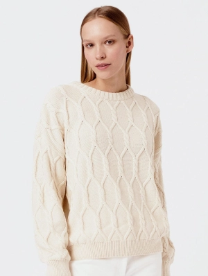 Knitted Organic Cotton Cable Knit Jumper | Cream