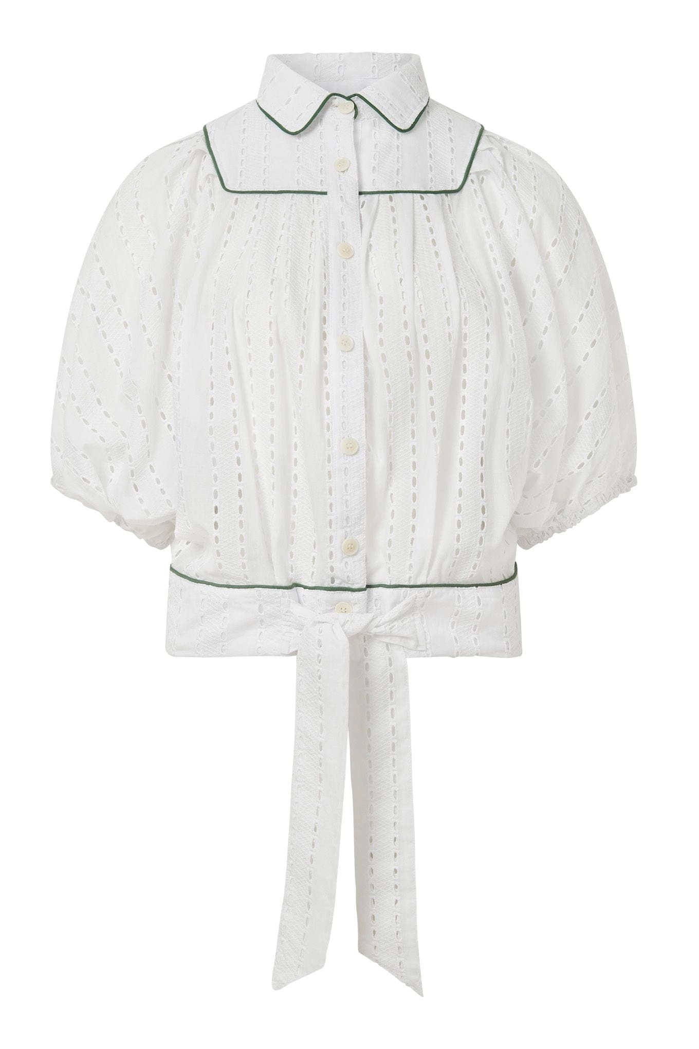 Magic Women's Organic Cotton Broderie Anglaise Blouse | White