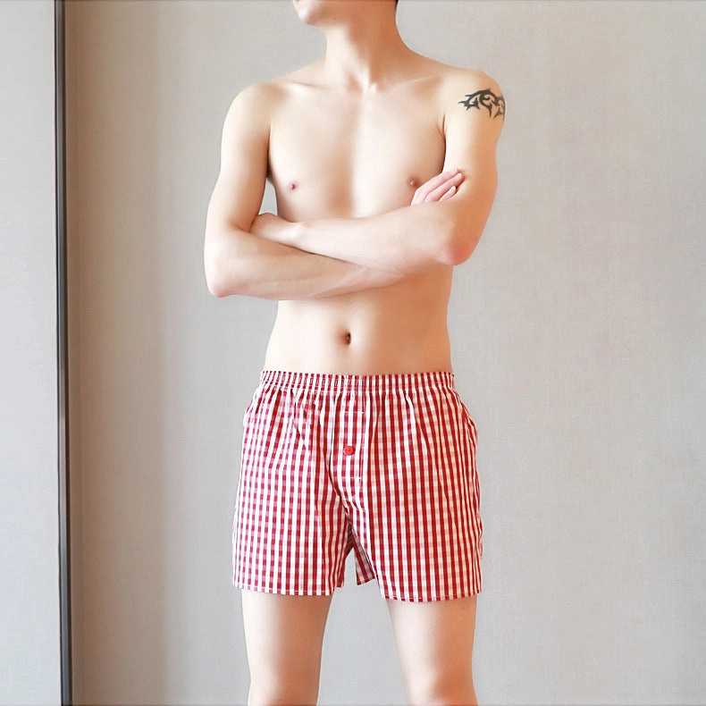 Men Cotton Cloth Flat Corners Plus Size Four Corners Home Short Sleep