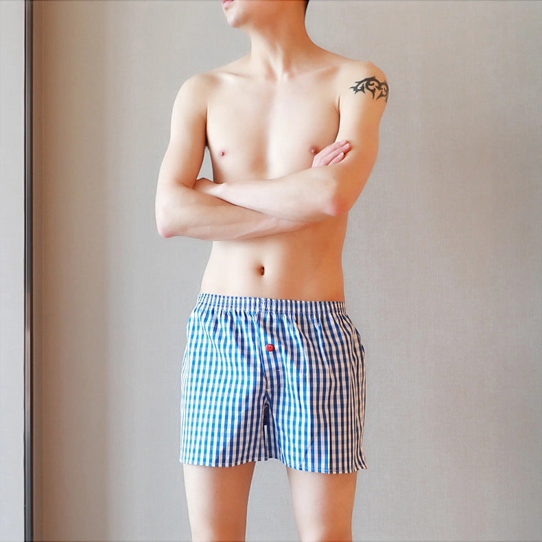 Men Cotton Cloth Flat Corners Plus Size Four Corners Home Short Sleep