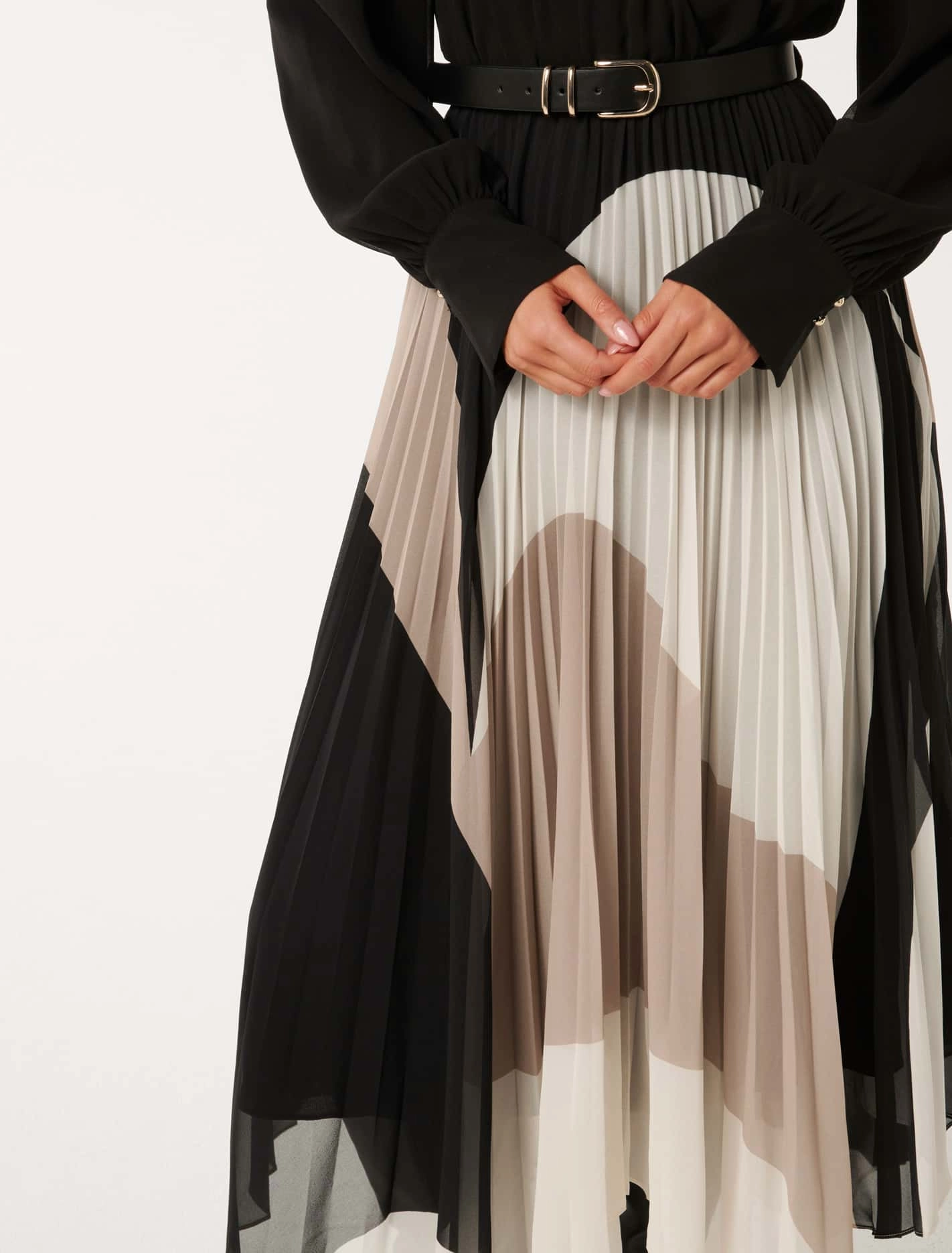 Milan Belted Pleat Midi Dress