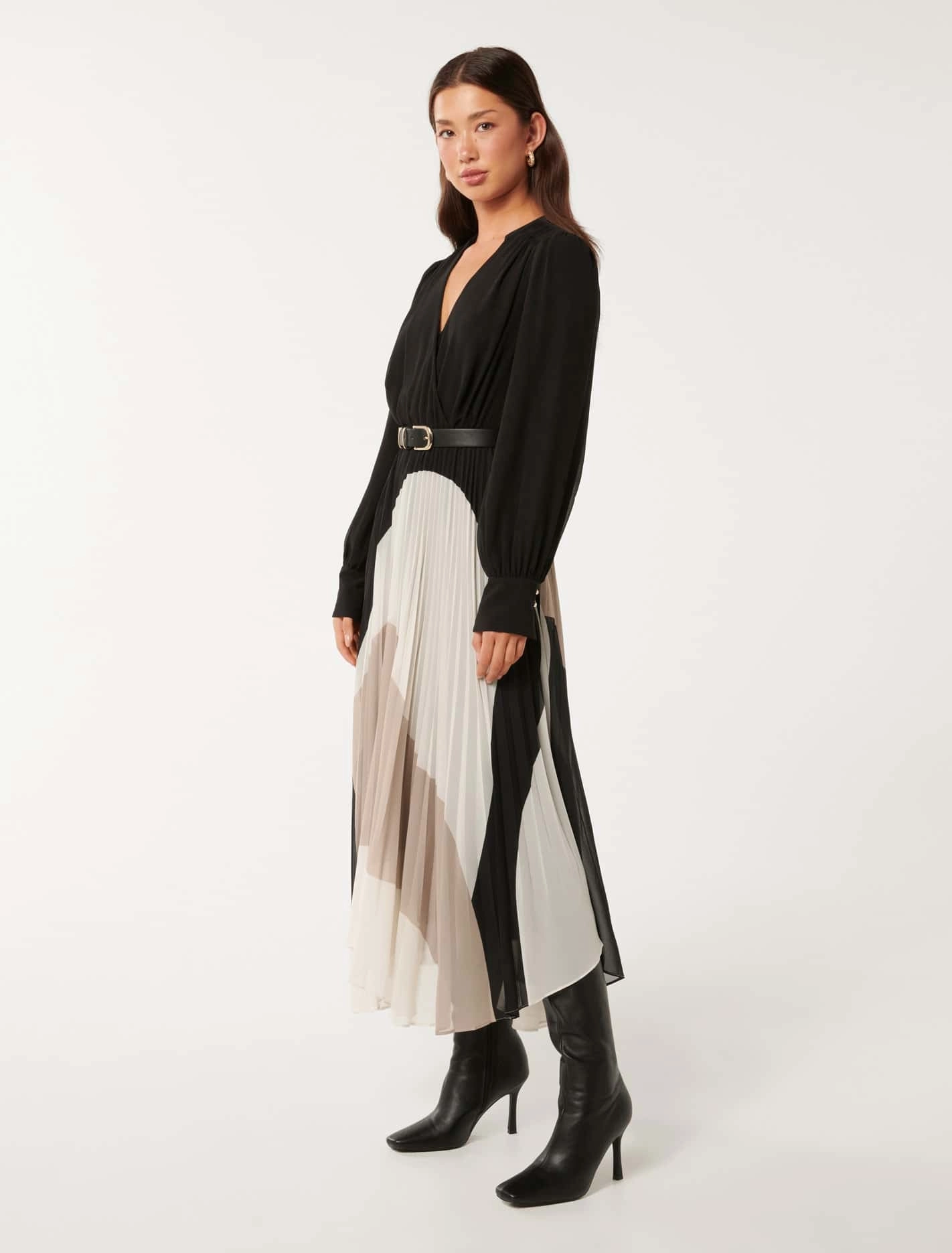 Milan Belted Pleat Midi Dress