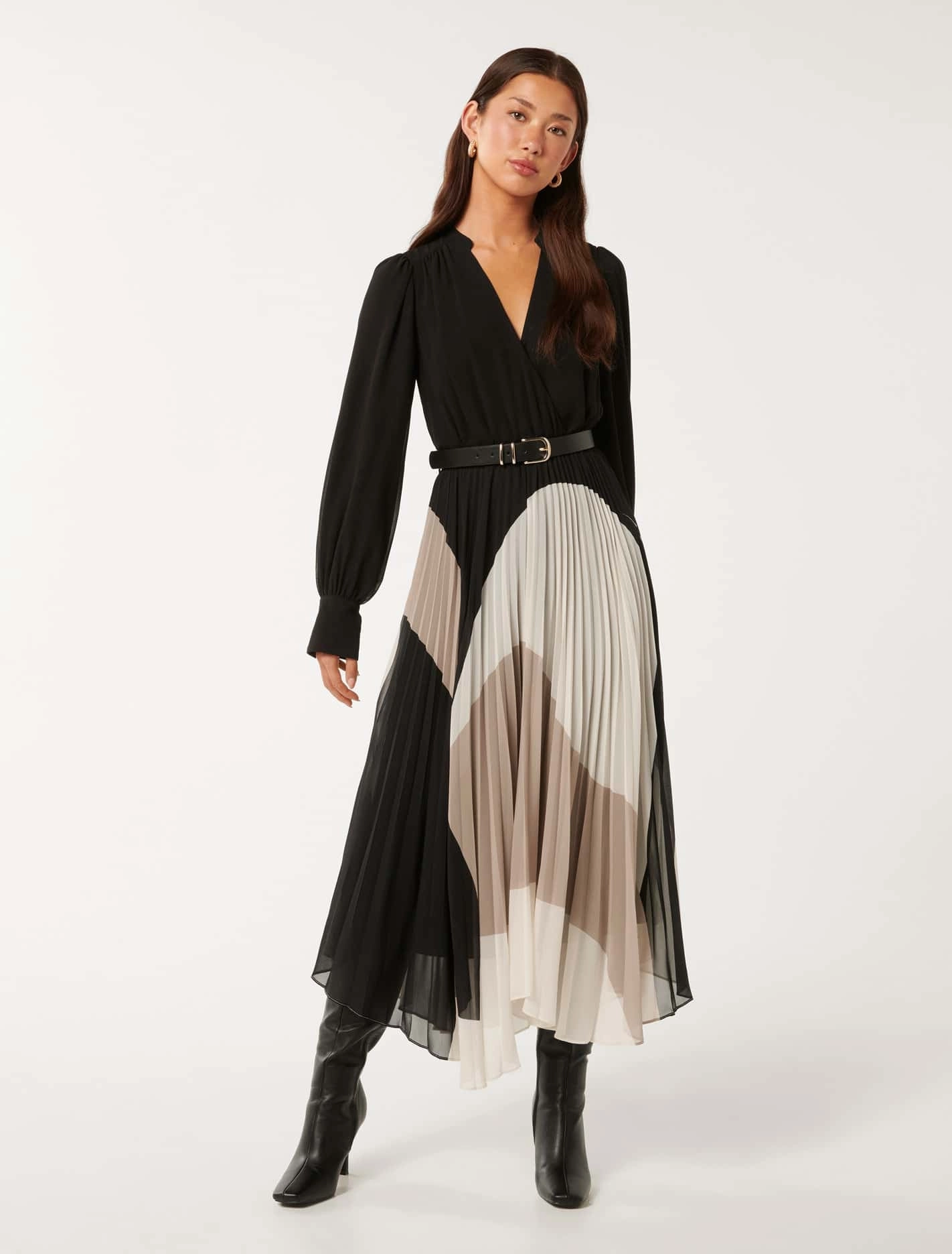 Milan Belted Pleat Midi Dress