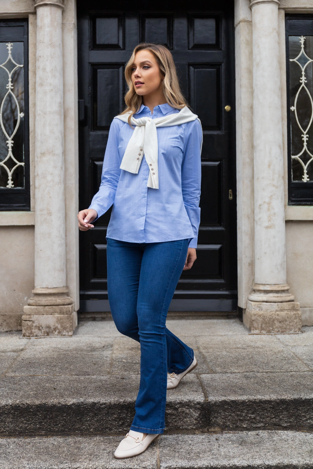 Mio Cashmere Blue Striped Shirt