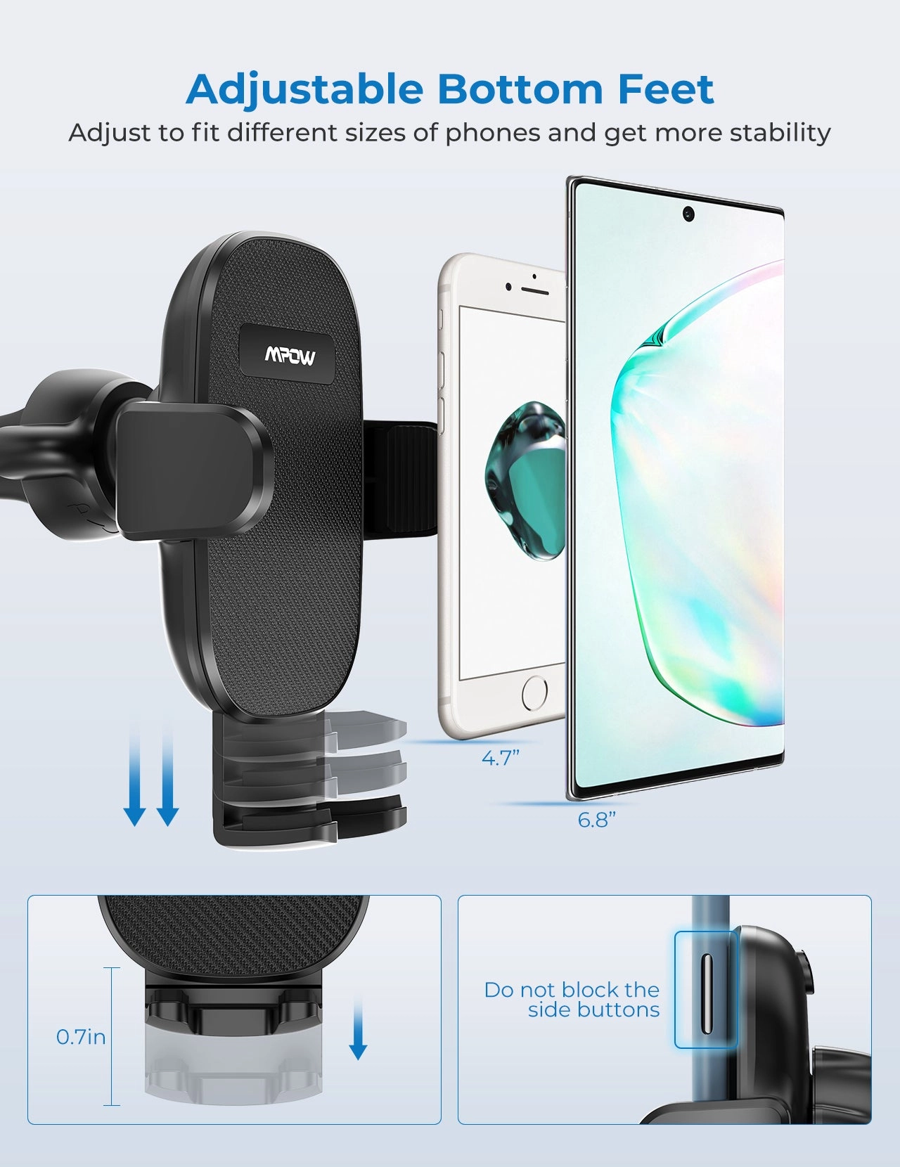 Mpow 155A Car Phone Mount for Dashboard Windshield Air Vent