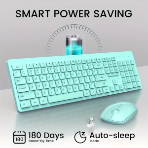 Mpow Wireless Keyboard and Mouse Silent Set Green/Pink