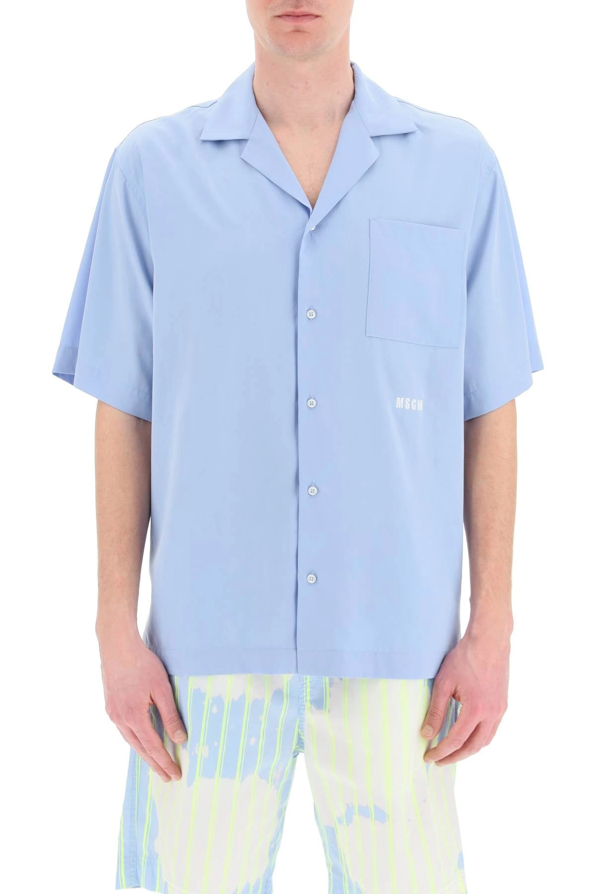 MSGM Logo Embroidered Short Sleeved Shirt