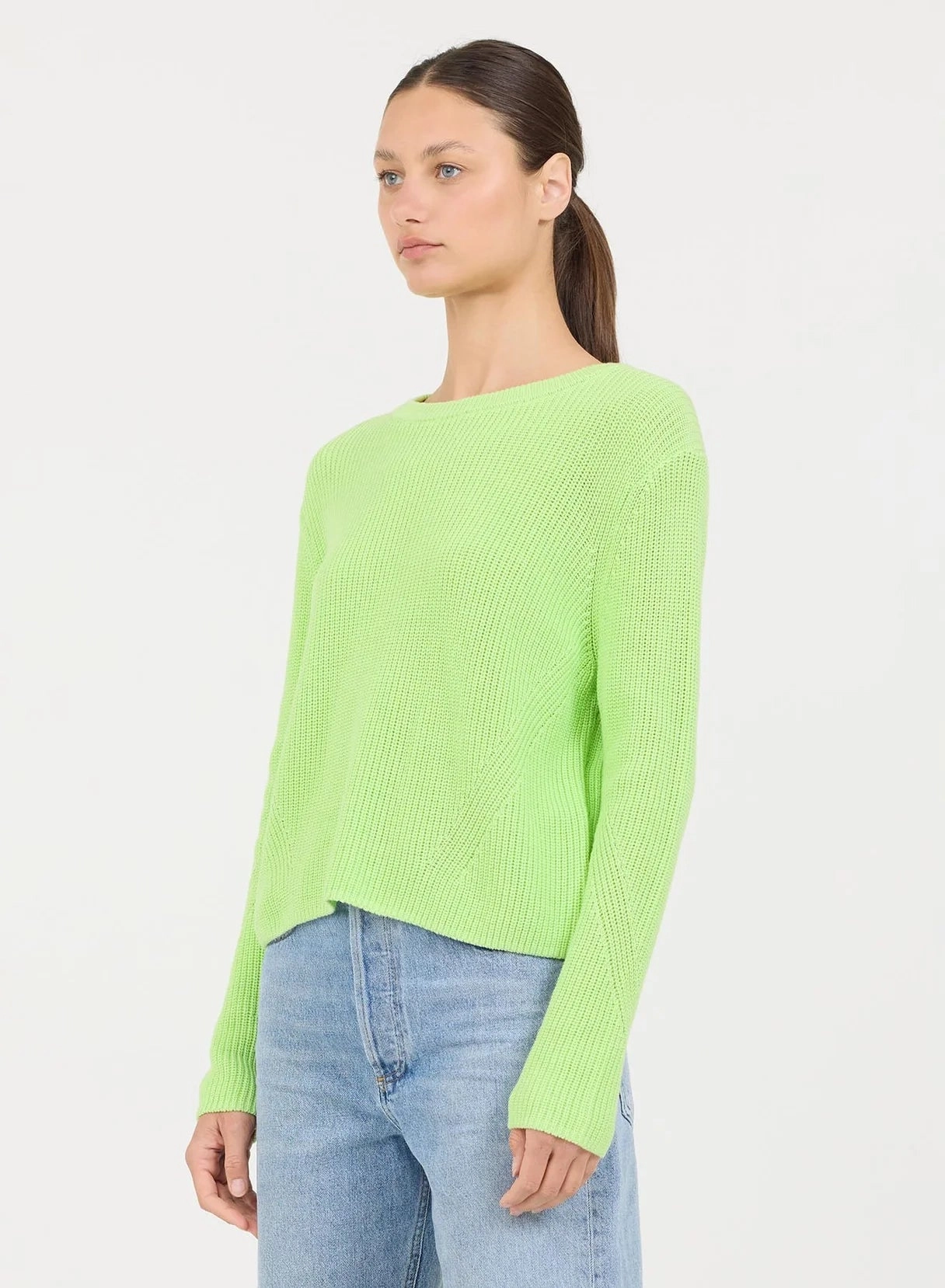 One Grey Day - Orson Crew Neck Pullover in Lime