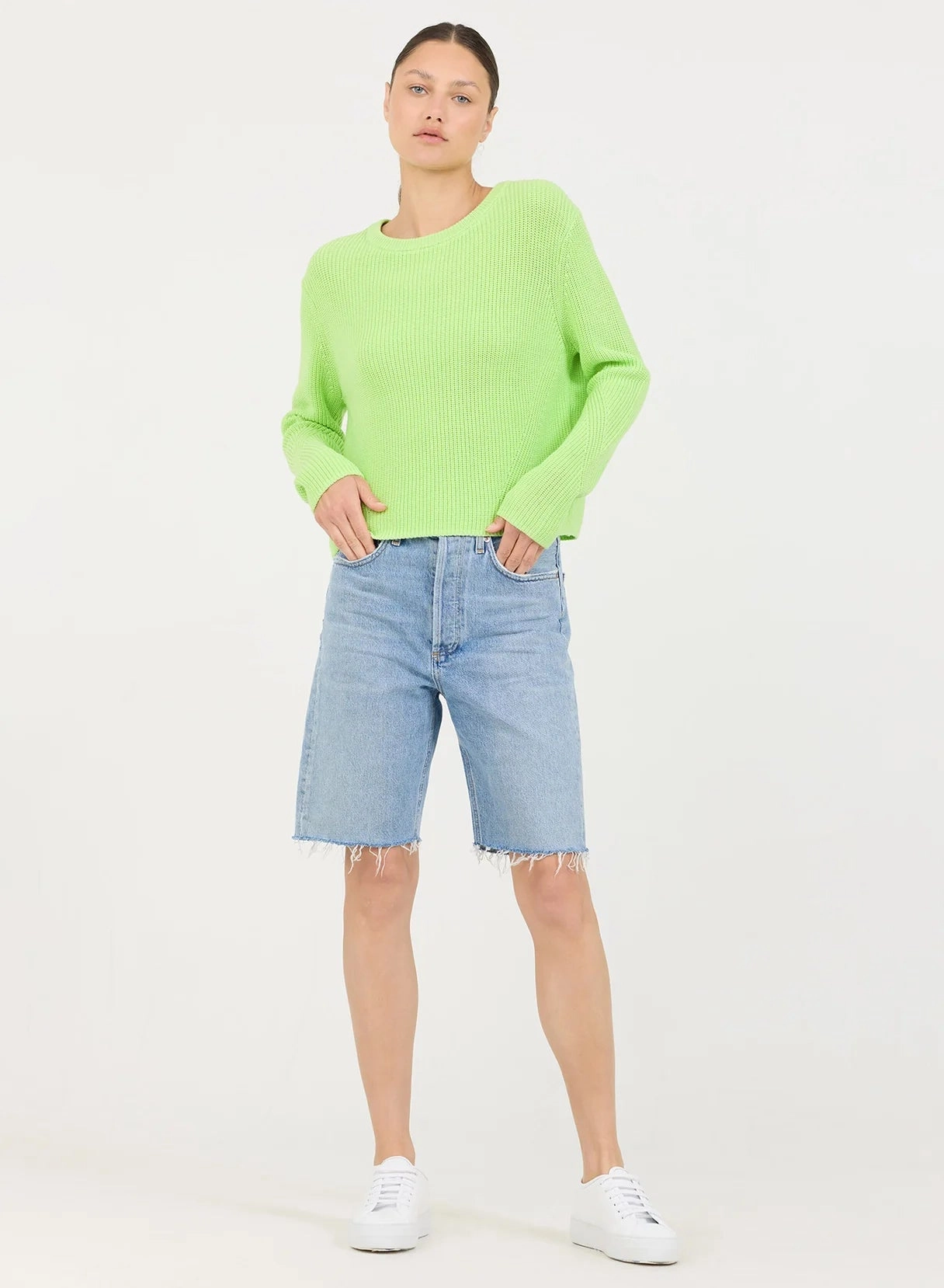 One Grey Day - Orson Crew Neck Pullover in Lime