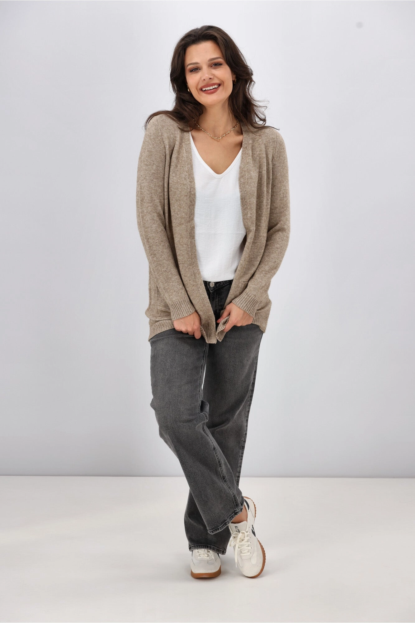 ONLY Lesly L/S Open Cardigan Beige