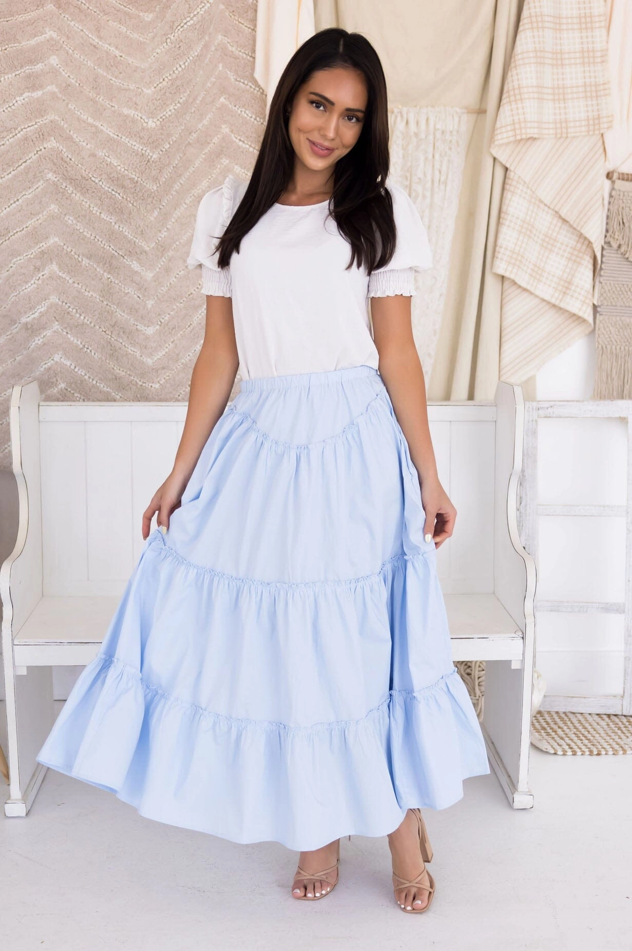 Periwinkle Cotton Maxi Skirt